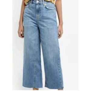 Topshop wide leg crop jeans. Raw hem.